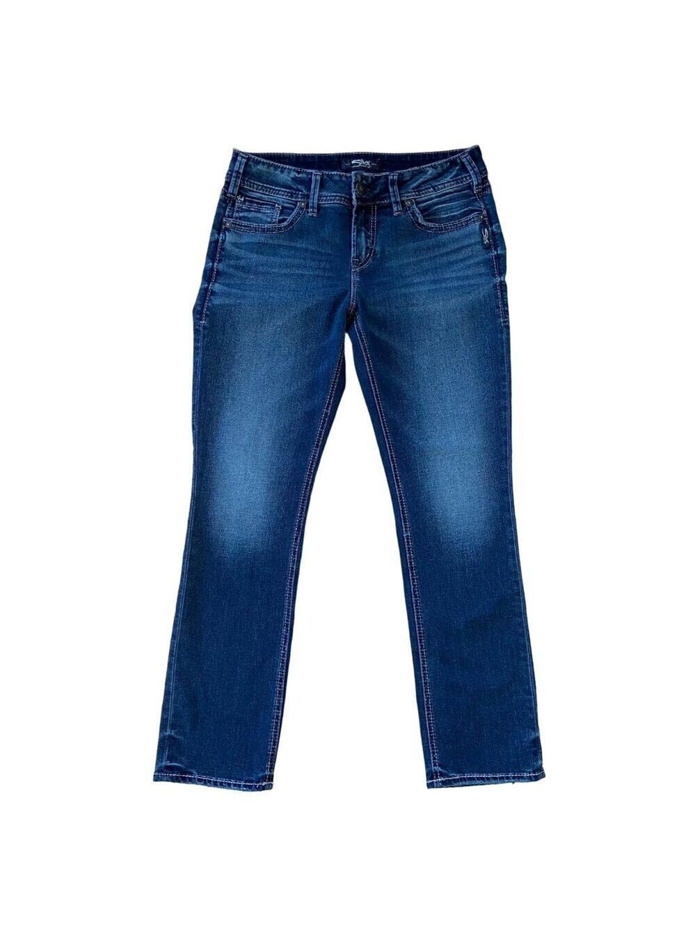 Silver Jeans Co. Elyse Straight leg low-mid rise size 29 stretchy blue cotton